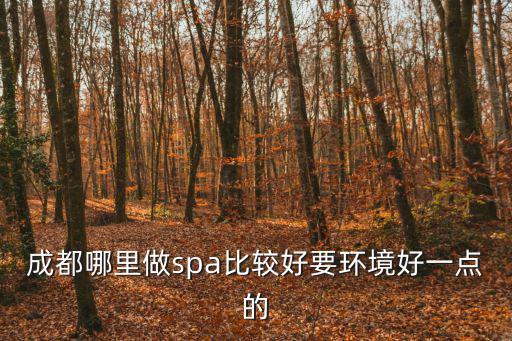 成都哪里做spa比較好要環境好一點的