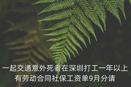 一起交通意外死者在深圳打工一年以上有勞動合同社保工資單9月分請