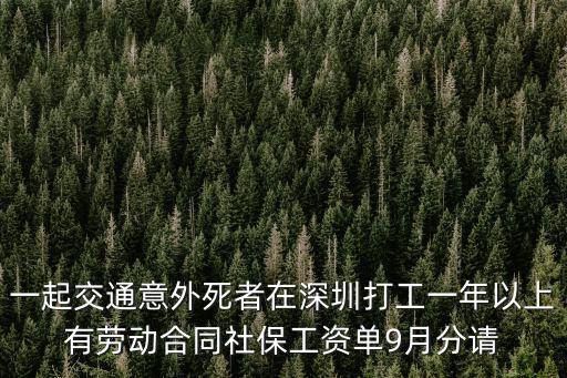 深圳打工女孩回家路上被割喉而亡，一起交通意外死者在深圳打工一年以上有勞動(dòng)合同社保工資單9月分請(qǐng)