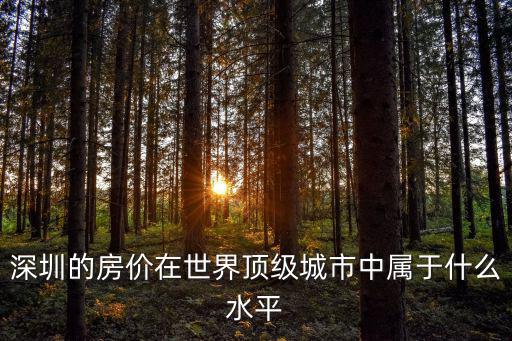深圳的房價(jià)在世界頂級城市中屬于什么水平