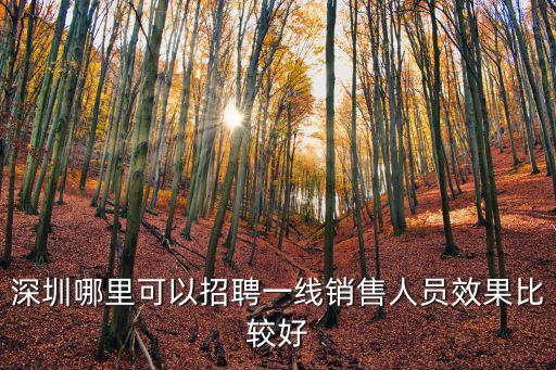 深圳哪里可以招聘一線銷售人員效果比較好