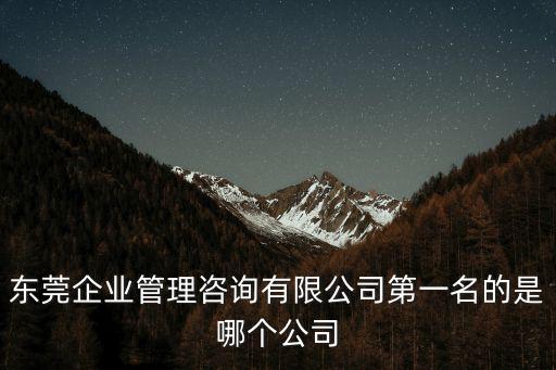 東莞企業(yè)管理咨詢有限公司第一名的是哪個公司