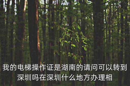 我的電梯操作證是湖南的請問可以轉(zhuǎn)到深圳嗎在深圳什么地方辦理相