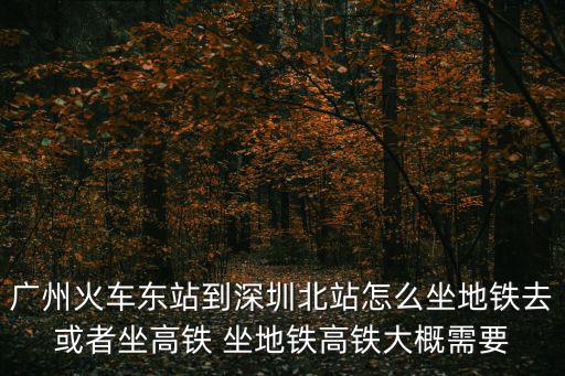廣州火車東站到深圳北站怎么坐地鐵去或者坐高鐵 坐地鐵高鐵大概需要