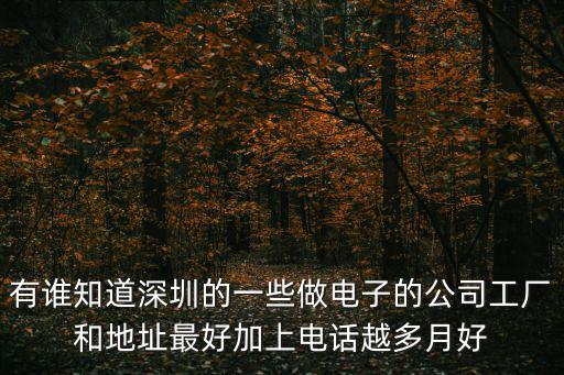 有誰知道深圳的一些做電子的公司工廠和地址最好加上電話越多月好