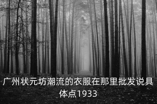 廣州狀元坊潮流的衣服在那里批發說具體點1933