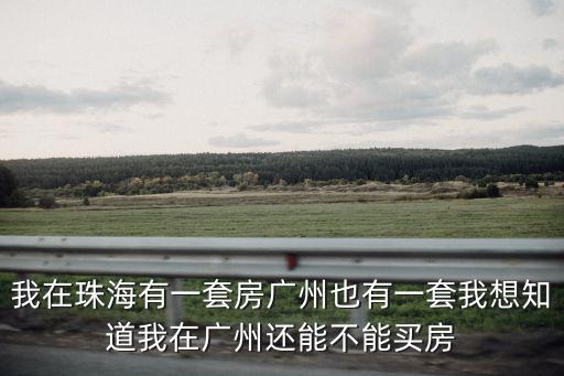 我在珠海有一套房廣州也有一套我想知道我在廣州還能不能買房