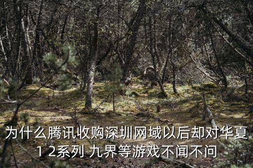 深圳網域重開華夏，為什么騰訊收購深圳網域以后卻對華夏1 2系列 九界等游戲不聞不問