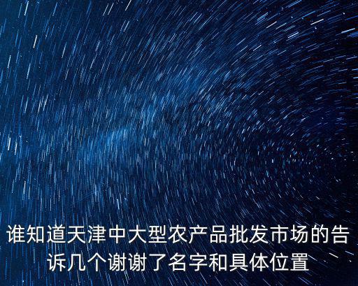 誰知道天津中大型農產品批發市場的告訴幾個謝謝了名字和具體位置