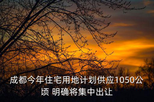 成都今年住宅用地計劃供應1050公頃 明確將集中出讓