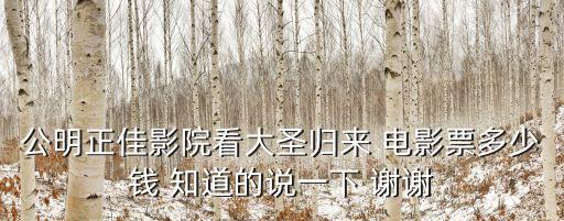 公明正佳影院看大圣歸來 電影票多少錢 知道的說一下 謝謝
