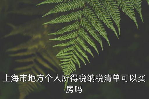 上海市購房個人所得稅，上海市地方個人所得稅納稅清單可以買房嗎