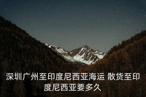 深圳廣州至印度尼西亞海運 散貨至印度尼西亞要多久