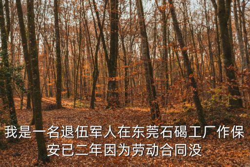 我是一名退伍軍人在東莞石碣工廠作保安已二年因為勞動合同沒