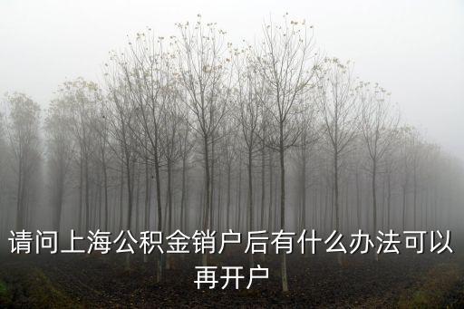 請問上海公積金銷戶后有什么辦法可以再開戶