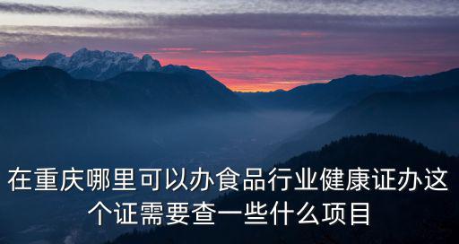 在重慶哪里可以辦食品行業(yè)健康證辦這個證需要查一些什么項目