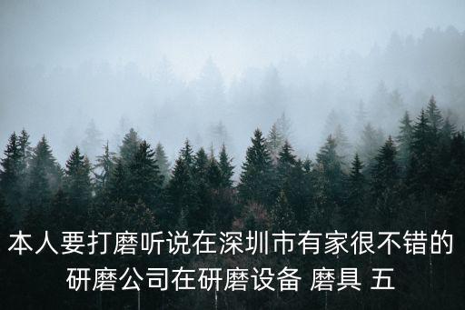 本人要打磨聽說在深圳市有家很不錯的研磨公司在研磨設備 磨具 五