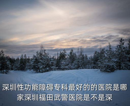深圳性功能障礙專科最好的的醫院是哪家深圳福田武警醫院是不是深