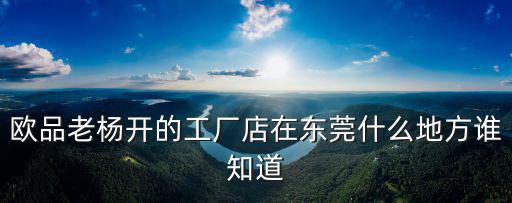 歐品老楊開的工廠店在東莞什么地方誰(shuí)知道