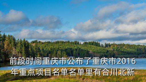 前段時間重慶市公布了重慶市2016年重點項目名單名單里有合川北新