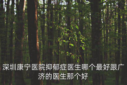 深圳康寧醫(yī)院抑郁癥醫(yī)生哪個最好跟廣濟(jì)的醫(yī)生那個好