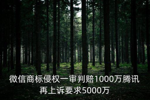 微信商標侵權(quán)一審判賠1000萬騰訊再上訴要求5000萬