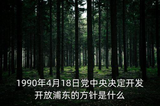 1990年4月18日黨中央決定開發(fā)開放浦東的方針是什么