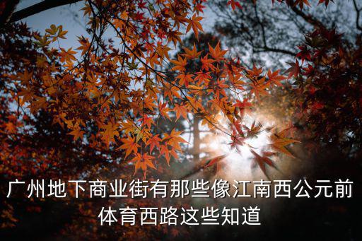 廣州地下商圈，廣州地下商業街有那些像江南西公元前體育西路這些知道