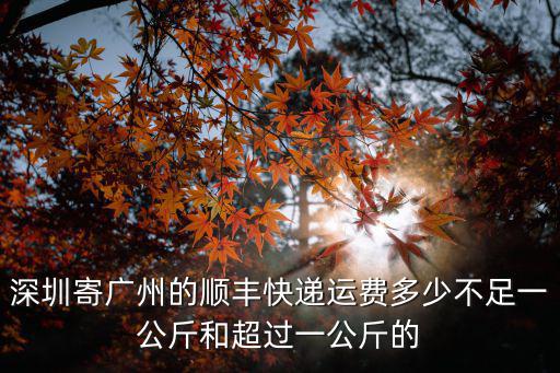 深圳寄廣州的順豐快遞運費多少不足一公斤和超過一公斤的