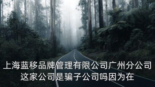 上海藍移品牌管理有限公司廣州分公司這家公司是騙子公司嗎因為在