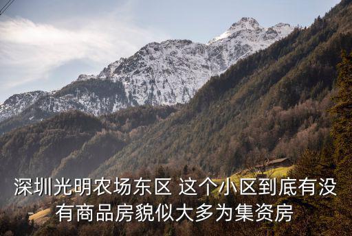 深圳光明農場東區 這個小區到底有沒有商品房貌似大多為集資房