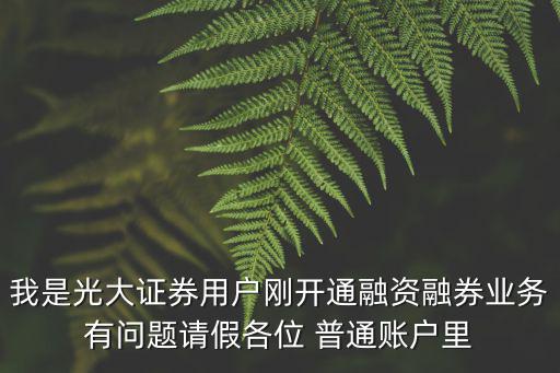 我是光大證券用戶剛開通融資融券業務有問題請假各位 普通賬戶里