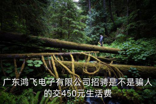 廣東鴻飛電子有限公司招騁是不是騙人的交450元生活費