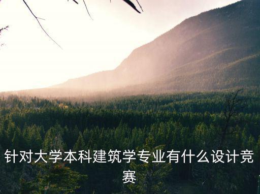 針對(duì)大學(xué)本科建筑學(xué)專業(yè)有什么設(shè)計(jì)競賽