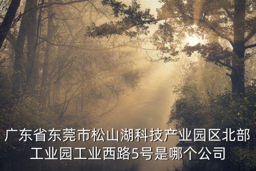 廣東省東莞市松山湖科技產業園區北部工業園工業西路5號是哪個公司