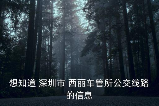 想知道 深圳市 西麗車管所公交線路的信息