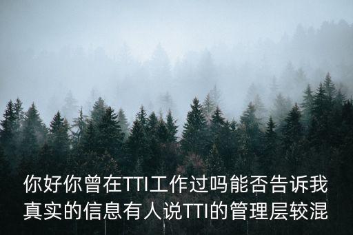 你好你曾在TTI工作過嗎能否告訴我真實的信息有人說TTI的管理層較混
