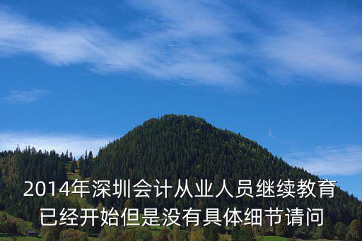 2014年深圳會計從業人員繼續教育已經開始但是沒有具體細節請問
