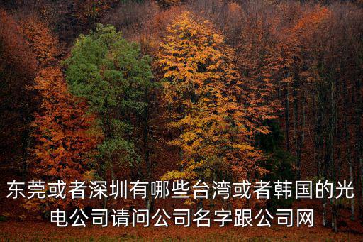 東莞或者深圳有哪些臺灣或者韓國的光電公司請問公司名字跟公司網(wǎng)