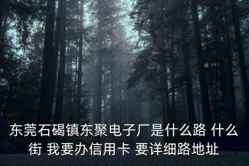 東莞石碣鎮東聚電子廠是什么路 什么街 我要辦信用卡 要詳細路地址