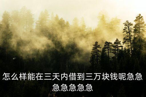 怎么樣能在三天內借到三萬塊錢呢急急急急急急急