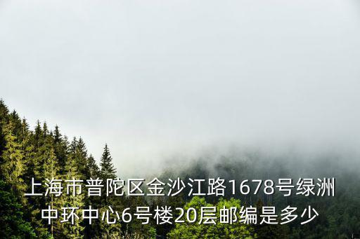 上海市普陀區金沙江路1678號綠洲中環中心6號樓20層郵編是多少