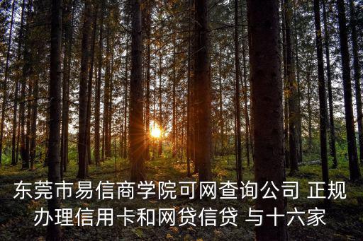 東莞易信，東莞市易信商學(xué)院可網(wǎng)查詢公司 正規(guī)辦理信用卡和網(wǎng)貸信貸 與十六家