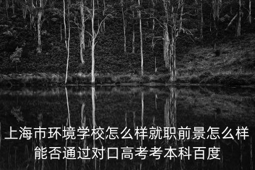 上海市環(huán)境學(xué)校 待遇怎么樣，上海市環(huán)境學(xué)校怎么樣就職前景怎么樣能否通過對口高考考本科百度