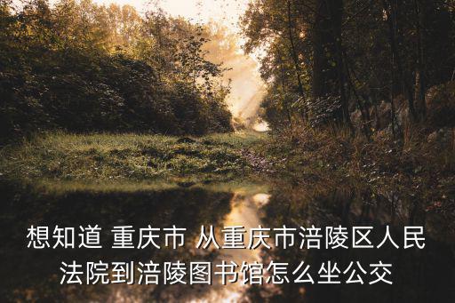 想知道 重慶市 從重慶市涪陵區人民法院到涪陵圖書館怎么坐公交