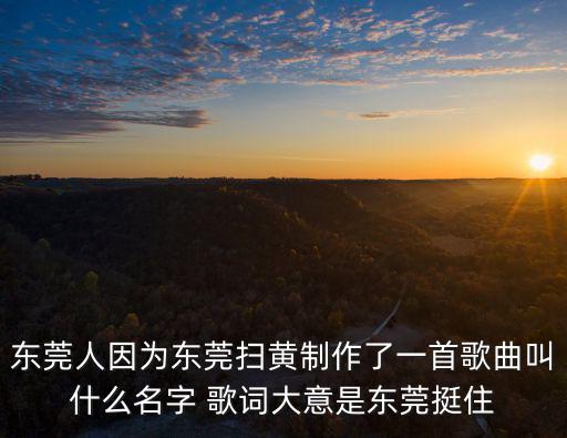 東莞人因?yàn)闁|莞掃黃制作了一首歌曲叫什么名字 歌詞大意是東莞挺住