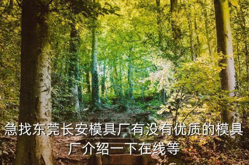 急找東莞長安模具廠有沒有優質的模具廠介紹一下在線等