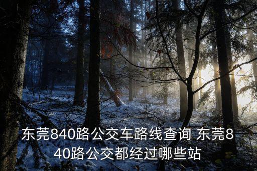東莞840路公交車路線查詢 東莞840路公交都經過哪些站