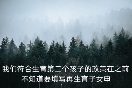 我們符合生育第二個孩子的政策在之前不知道要填寫再生育子女申