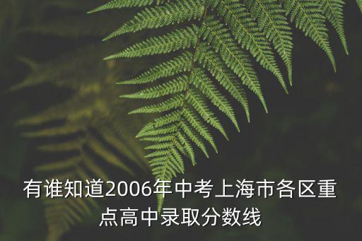 有誰知道2006年中考上海市各區(qū)重點(diǎn)高中錄取分?jǐn)?shù)線